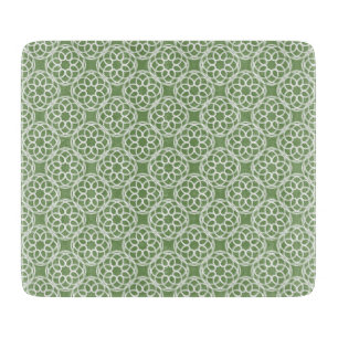 Sage Green White Geometric Seamless Pattern Cutting Board