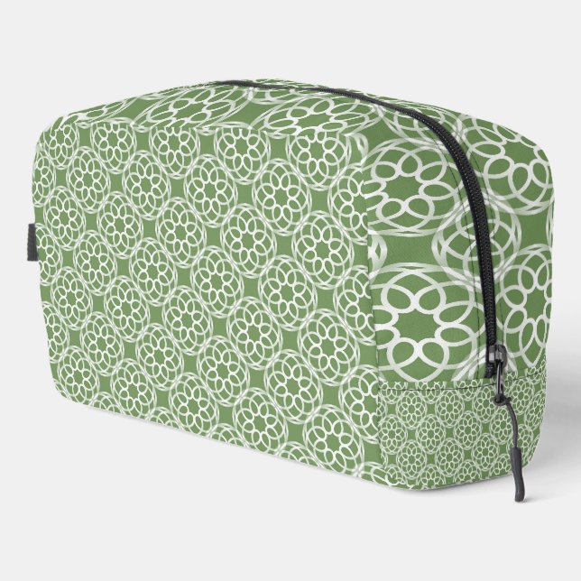 Sage Green White Geometric Seamless Pattern Dopp Kit (Right Corner)