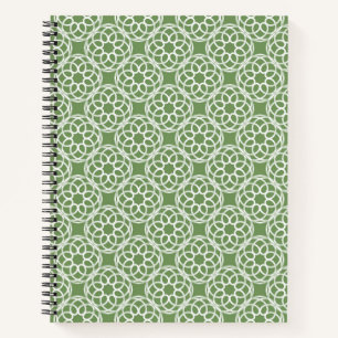 Sage Green White Geometric Seamless Pattern Notebook