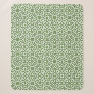 Sage Green White Geometric Seamless Pattern Sherpa Blanket