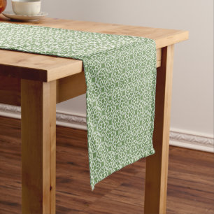 Sage Green White Geometric Seamless Pattern Short Table Runner