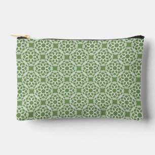 Sage Green White Geometric Seamless Pattern Small Accessory Pouch