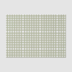 Sage Green White Gingham Pattern  Tissue Paper
