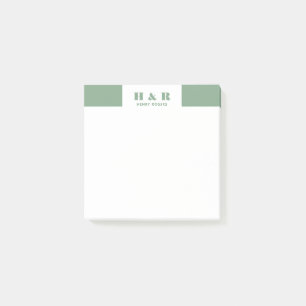 Sage-Green & White Minimalistic Modern Monogram Post-it Notes