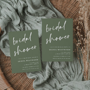 Sage Green & White Modern Bridal Shower Invitation