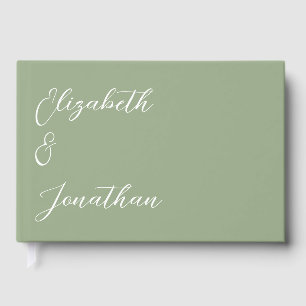 Sage Green & White Monogram Wedding Guest Book