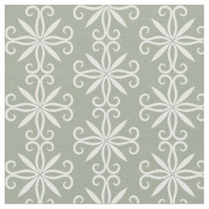 Sage green white pattern fabric