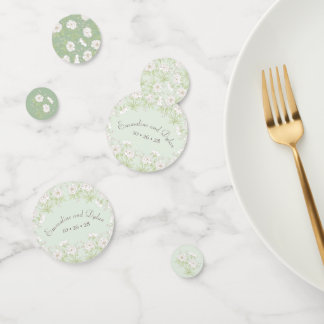 Sage Green White Rose Wedding Confetti
