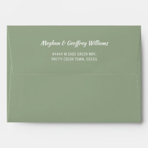 Sage Green White Simple Wedding Return Address Envelope