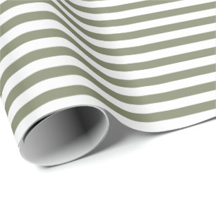 Sage Green   White Stripe Wrapping Paper