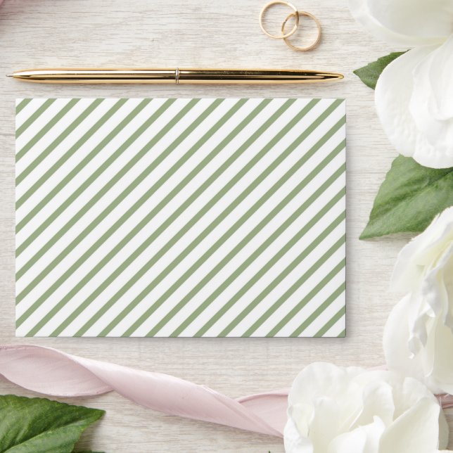 Sage Green White Stripes Pattern Envelope (Wedding)