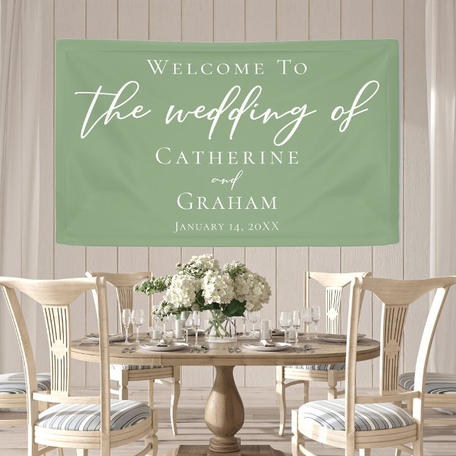 Sage Green White Typography Minimalist Wedding Banner (Creator Uploaded)