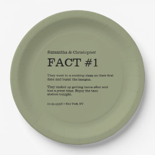 Sage Green White Wedding Fact Napkins Paper Plate