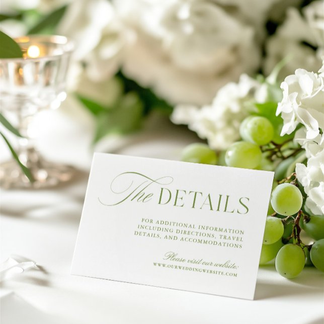 Sage Green & White Wedding Website Enclosure Card (Sage Green & White Wedding Website Enclosure Card)