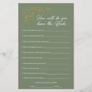 Sage Green Who Knows The Bride Shower Game