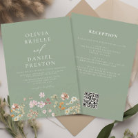 Sage Green Wildflower All in One QR Code Wedding
