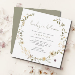 Sage Green Wildflower Baby In Bloom Baby Shower Invitation