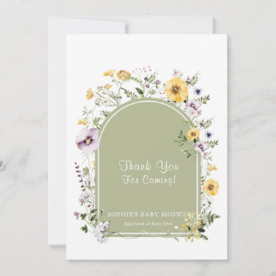 Sage Green Wildflower Baby In Bloom Baby Shower Thank You Card