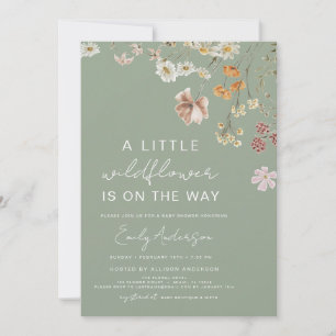 Sage Green Wildflower Baby Shower Invitation