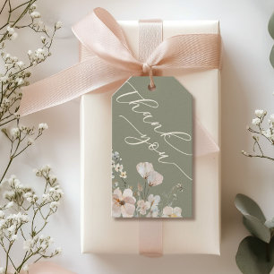 Sage Green Wildflower Baby Shower Thank You Gift Tags