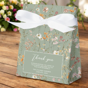 Sage Green Wildflower Boho Baby In Bloom Garden Favour Box