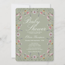Sage Green Wildflower Boho Baby Shower