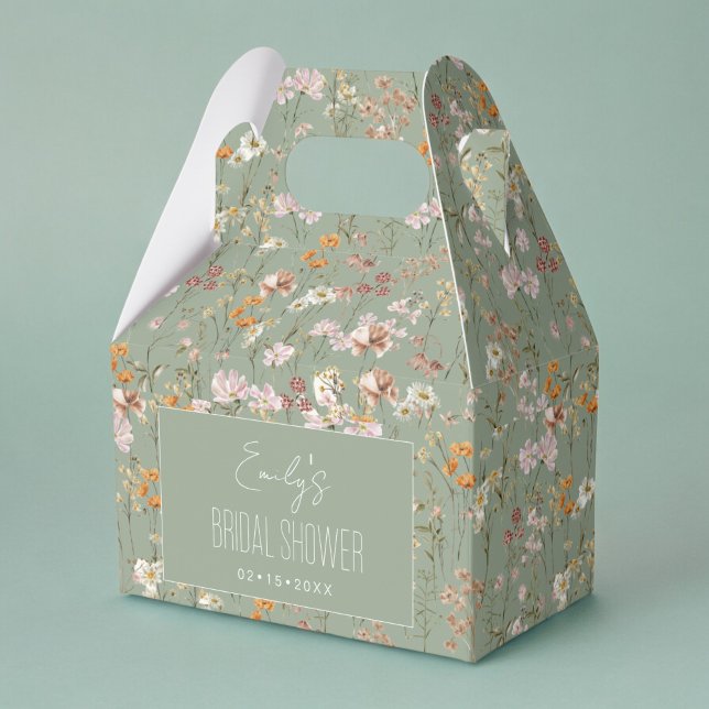 Sage Green Wildflower Boho Bridal Shower Garden Favour Box (Creator Uploaded)