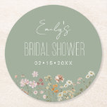 Sage Green Wildflower Boho Bridal Shower Garden Round Paper Coaster<br><div class="desc">Elevate your bridal shower with our Wildflower Boho Bridal Shower In Bloom Garden Paper Coasters. These coasters showcase a delightful wildflower design, bringing a touch of natural beauty to your event. Perfect for protecting surfaces and adding a whimsical flair to your bridal shower decor, these paper coasters are both functional...</div>