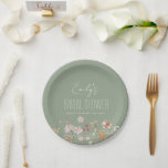 Sage Green Wildflower Boho Bridal Shower In Bloom Paper Plate<br><div class="desc">Celebrate your bridal shower with a touch of bohemian beauty with our Wildflower Boho Bridal Shower Napkins. These high-quality plates feature a stunning wildflower design that will add a touch of whimsy and elegance to your special event. The soft, absorbent material is perfect for keeping guests comfortable and clean throughout...</div>