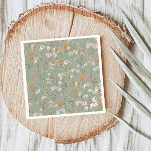 Sage Green Wildflower Boho Wedding In Bloom Garden Napkin