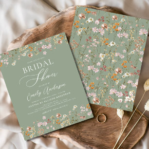 Sage Green Wildflower Bridal Shower Invitation