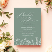 Sage Green Wildflower Bridal Shower Invitation