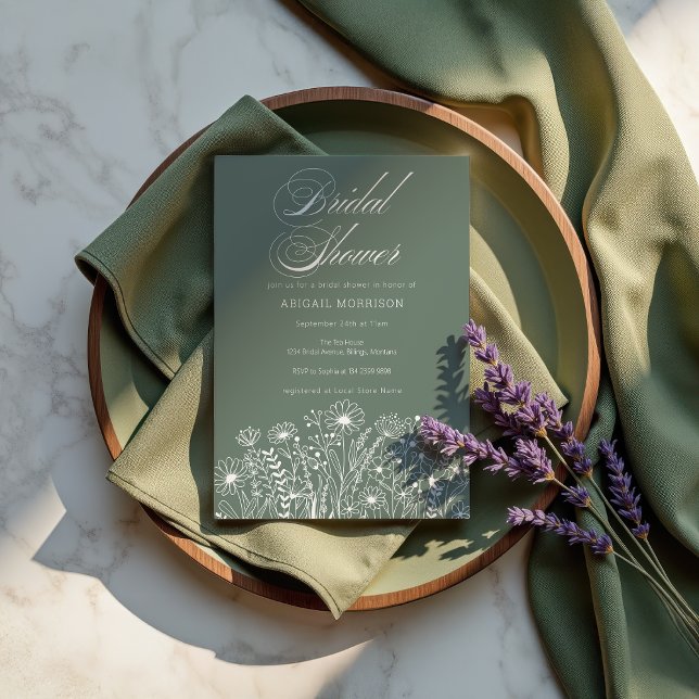 Sage Green Wildflower Bridal Shower Invitation (Creator Uploaded)