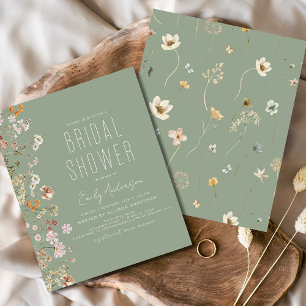 Sage Green Wildflower Bridal Shower Invitation Flyer