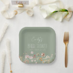 Sage Green Wildflower Brunch with Bride  Paper Plate<br><div class="desc">Celebrate your bridal shower with a touch of bohemian beauty with our Wildflower Boho Bridal Shower Napkins. These high-quality plates feature a stunning wildflower design that will add a touch of whimsy and elegance to your special event. The soft, absorbent material is perfect for keeping guests comfortable and clean throughout...</div>