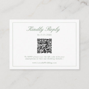 Sage Green Wildflower Crest Wedding QR Code RSVP Enclosure Card