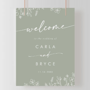 Sage Green Wildflower DIY Wedding Welcome Sign