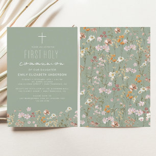 Sage Green Wildflower First Holy Communion