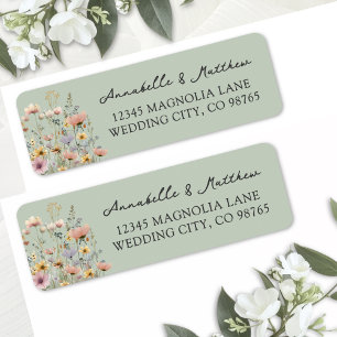 Sage Green Wildflower Floral Return Address Label