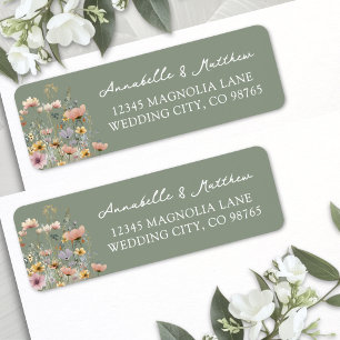 Sage Green Wildflower Floral Return Address Label