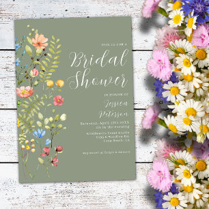 Sage Green Wildflower Garden Bridal Shower Invitation