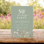 Sage Green Wildflower Garden Floral 50th Birthday Invitation<br><div class="desc">Celebrate in style with a garden floral calligraphy 50th birthday invitation, perfect for a milestone event. Featuring vibrant floral designs and elegant calligraphy, this invitation sets a whimsical yet sophisticated tone for your celebration. The lush garden theme blends natural beauty with graceful typography, creating a timeless and inviting look. Ideal...</div>