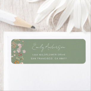 Sage Green Wildflower Garden Return Address Label