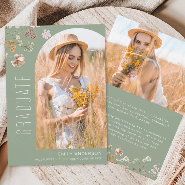 Sage Green Wildflower Graduation Announcement (Creator Uploaded)