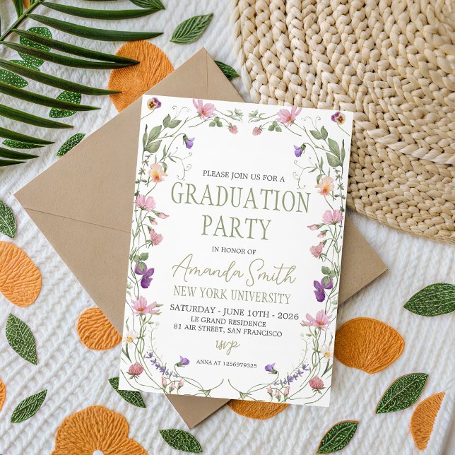 Sage Green Wildflower Graduation Invite (Creator Uploaded)