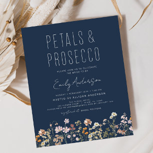 Sage Green Wildflower Petals & Prosecco Invitation