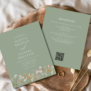 Sage Green Wildflower  QR Code Garden Wedding