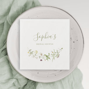 Sage Green Wildflower Rustic Boho Bridal Shower Napkin