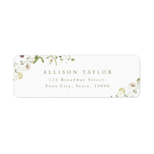 Sage Green Wildflower Rustic Boho Return Address Label