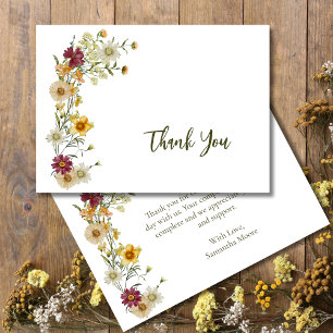 Sage Green Wildflower Rustic Boho  Thank You Card